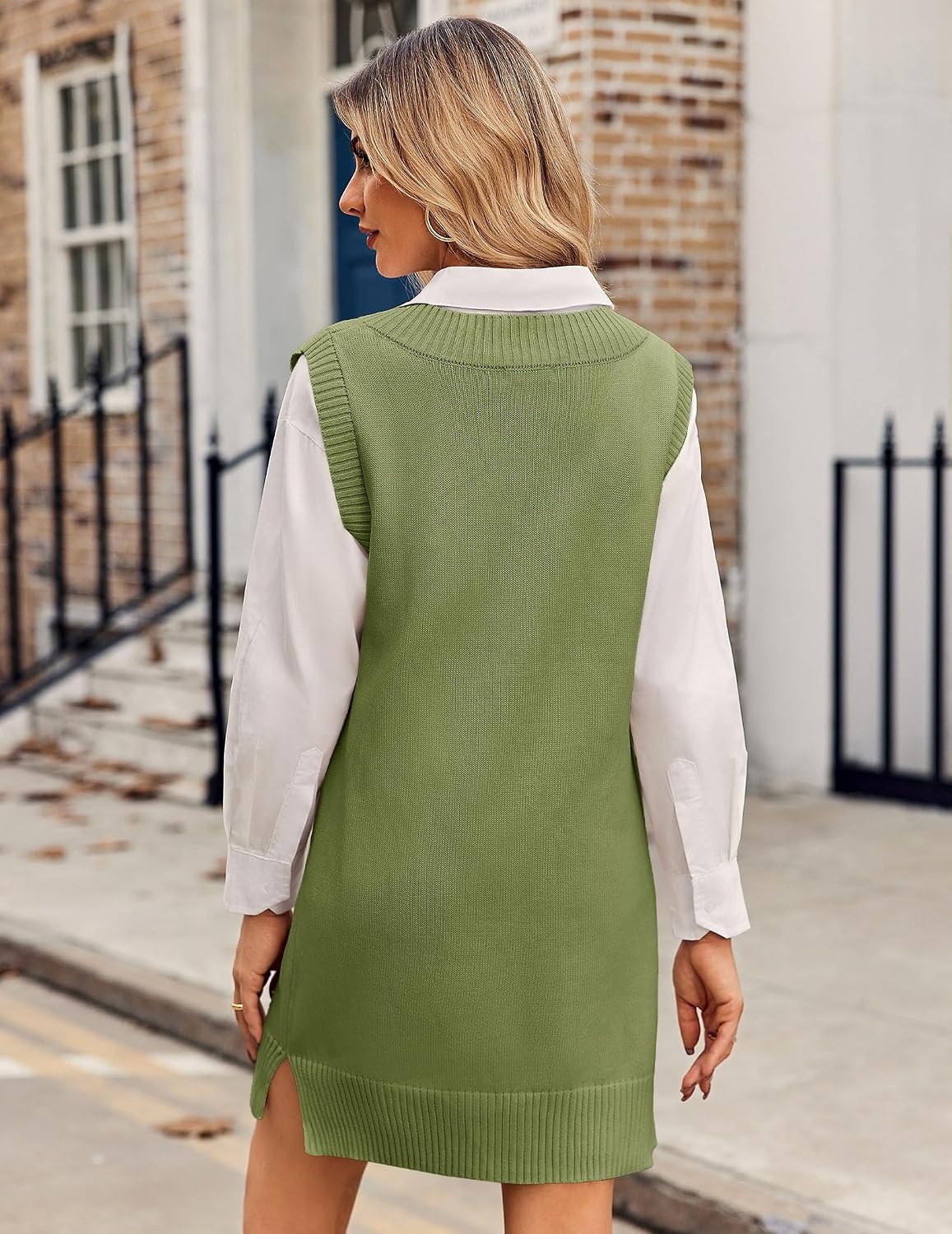 image:imageZeagoo Womens Tank Sweater Dress Sweater Vest Knitted Pullovers Sweaters 2025Green