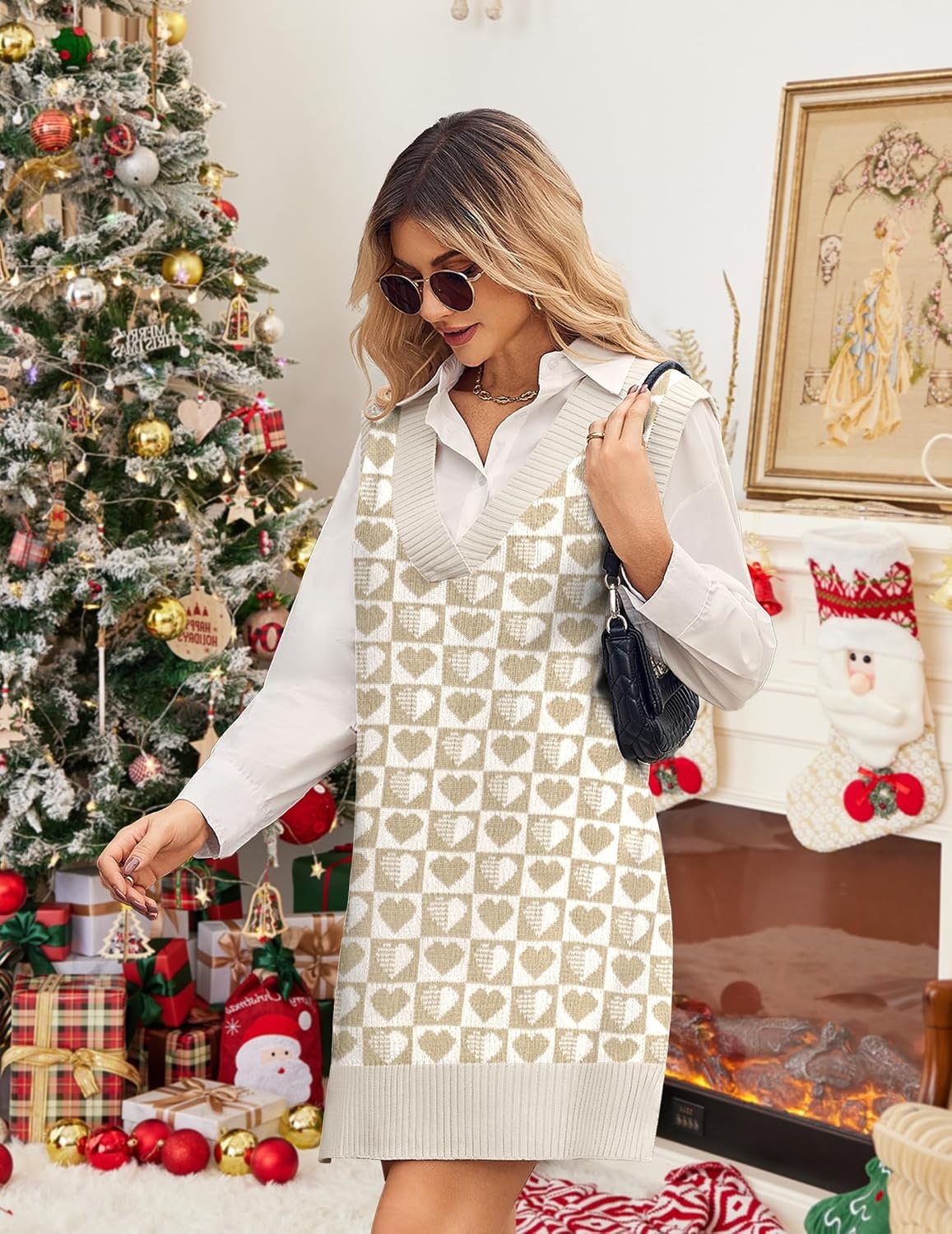 image:imageZeagoo Womens Tank Sweater Dress Sweater Vest Knitted Pullovers Sweaters 2025Khaki