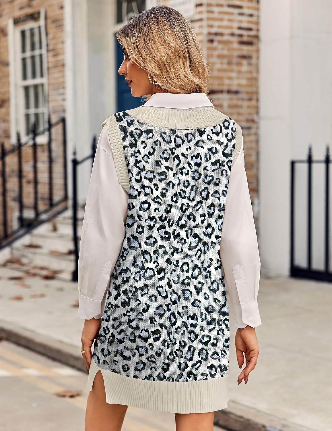 image:imageZeagoo Womens Tank Sweater Dress Sweater Vest Knitted Pullovers Sweaters 2025Leopard