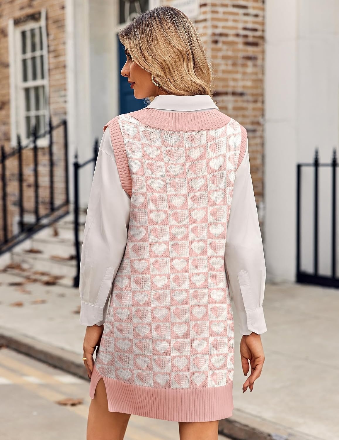 image:imageZeagoo Womens Tank Sweater Dress Sweater Vest Knitted Pullovers Sweaters 2025Pink Love