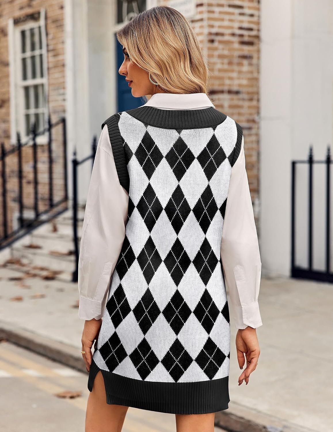 image:imageZeagoo Womens Tank Sweater Dress Sweater Vest Knitted Pullovers Sweaters 2025Plaid