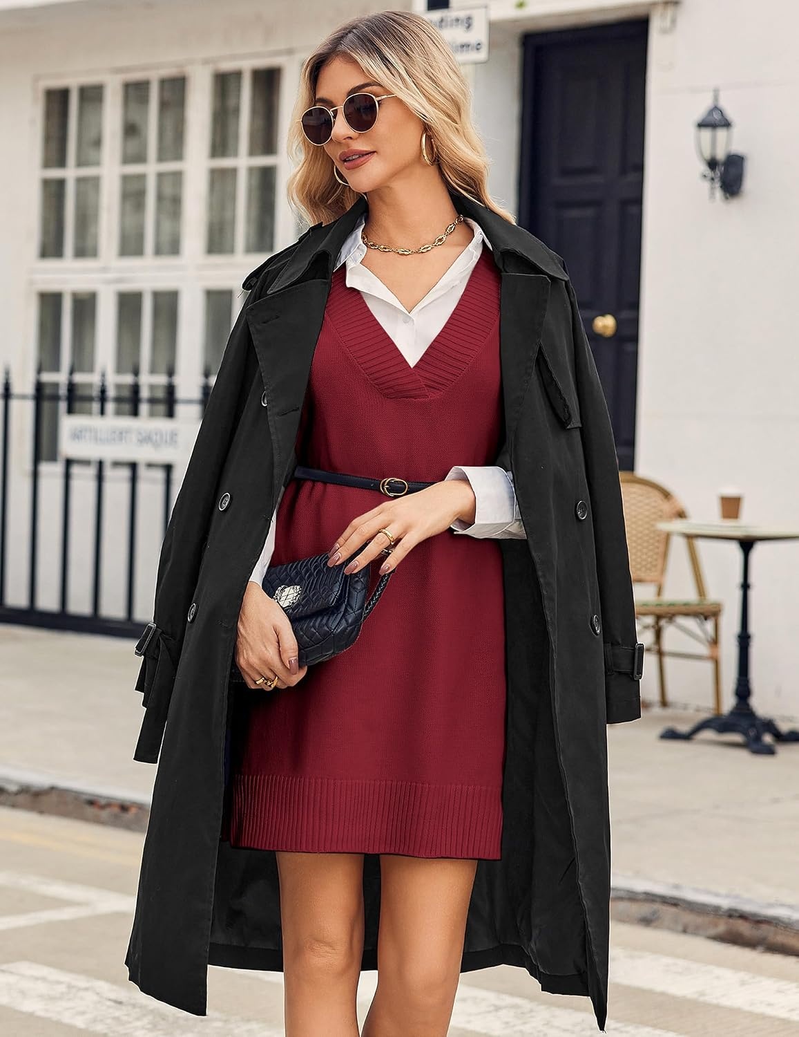 image:imageZeagoo Womens Tank Sweater Dress Sweater Vest Knitted Pullovers Sweaters 2025Wine Red