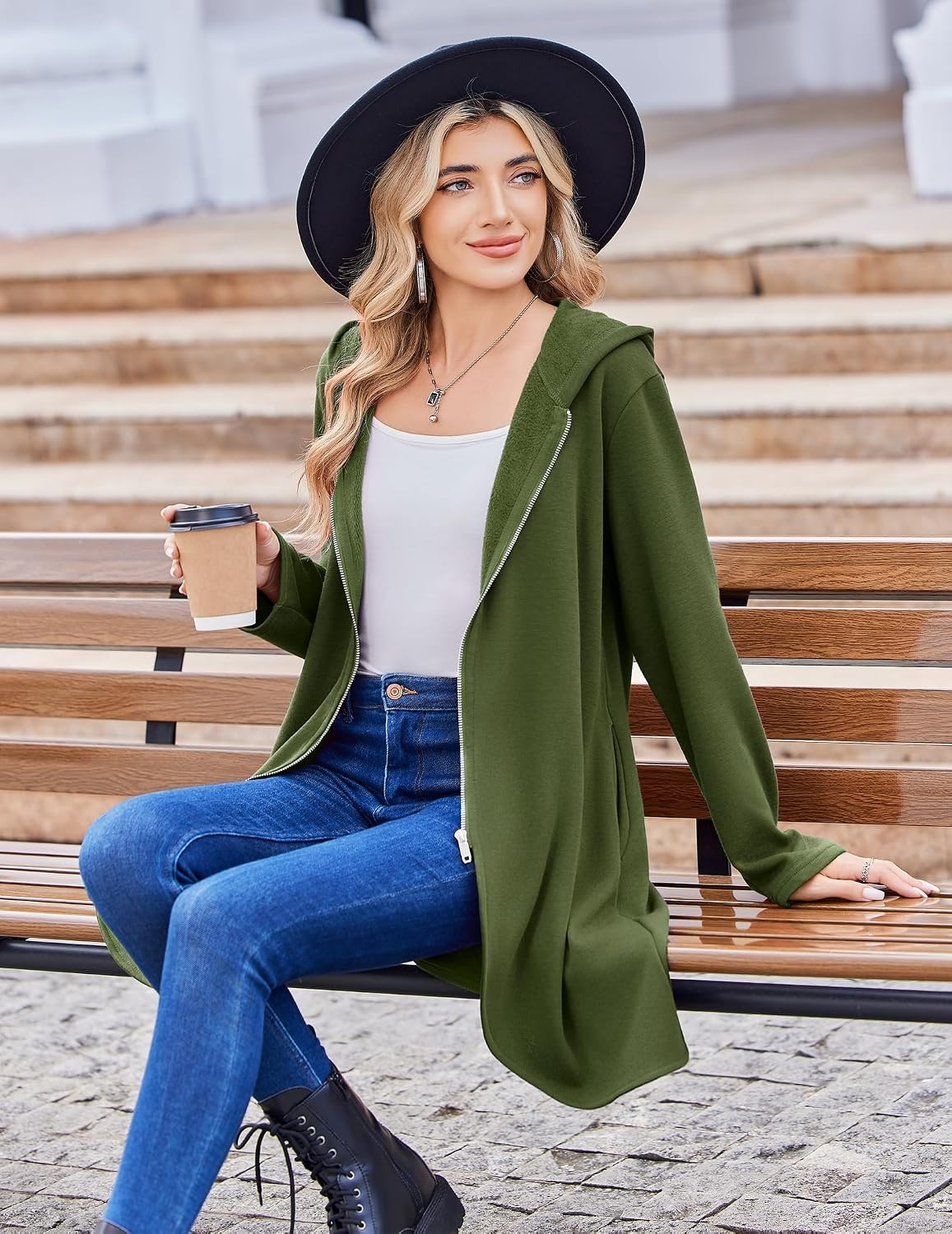 image:imageZeagoo Womens Zip Up Hoodies 2026 with PocketArmy Green