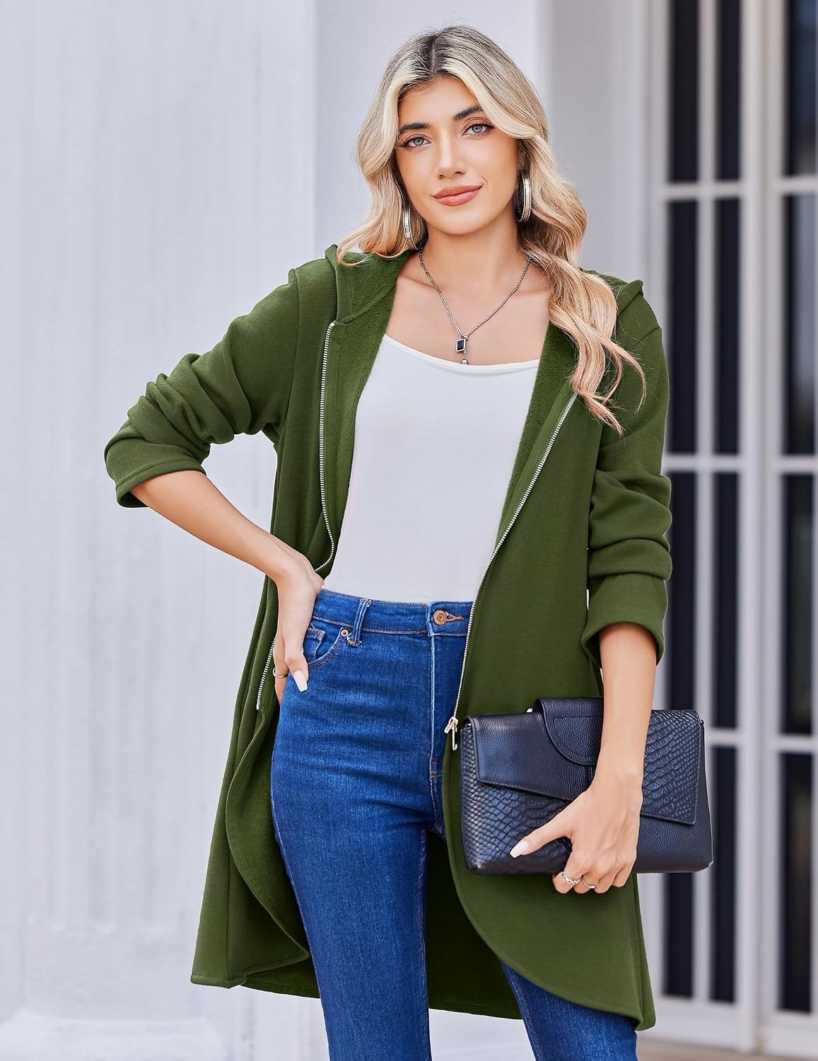 image:imageZeagoo Womens Zip Up Hoodies 2026 with PocketArmy Green