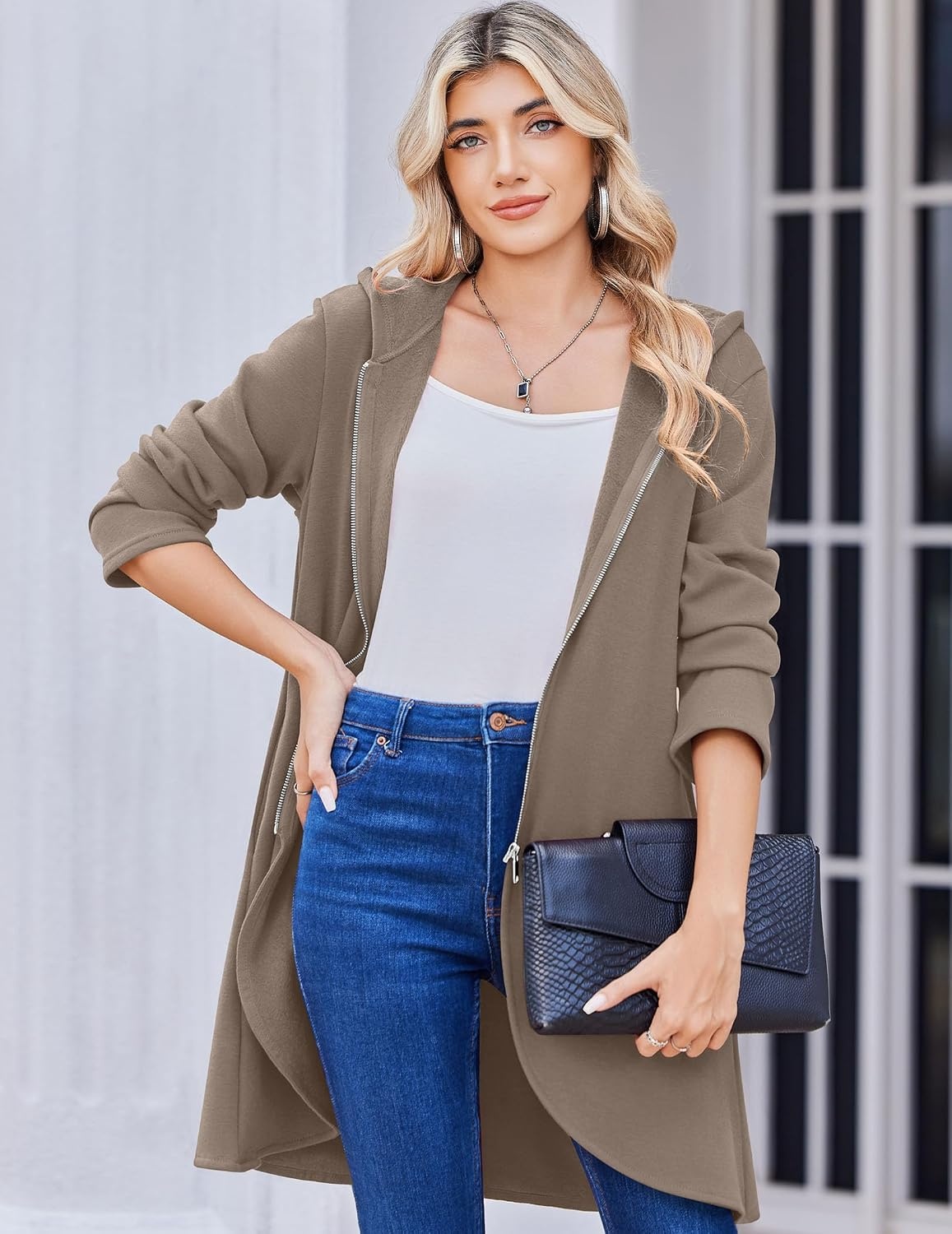 image:imageZeagoo Womens Zip Up Hoodies 2026 with PocketCoffee Grey
