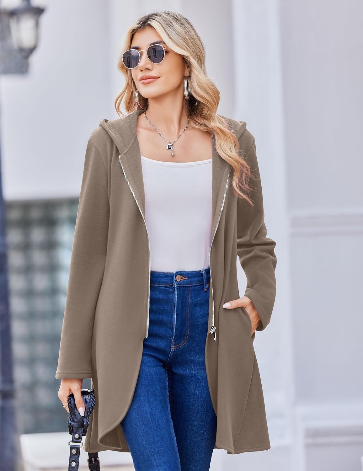 image:imageZeagoo Womens Zip Up Hoodies 2026 with PocketCoffee Grey