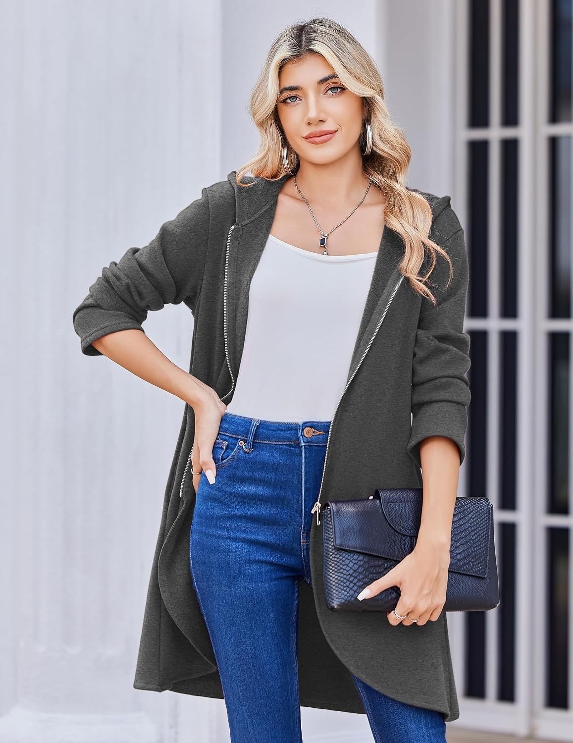 image:imageZeagoo Womens Zip Up Hoodies 2026 with PocketDark Gray