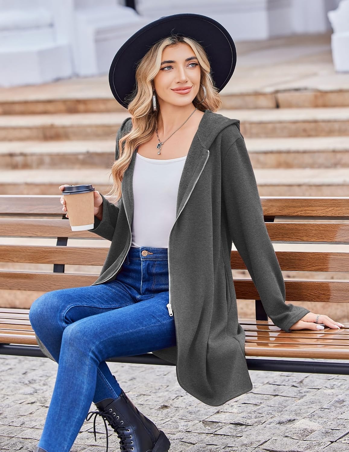 image:imageZeagoo Womens Zip Up Hoodies 2026 with PocketDark Gray