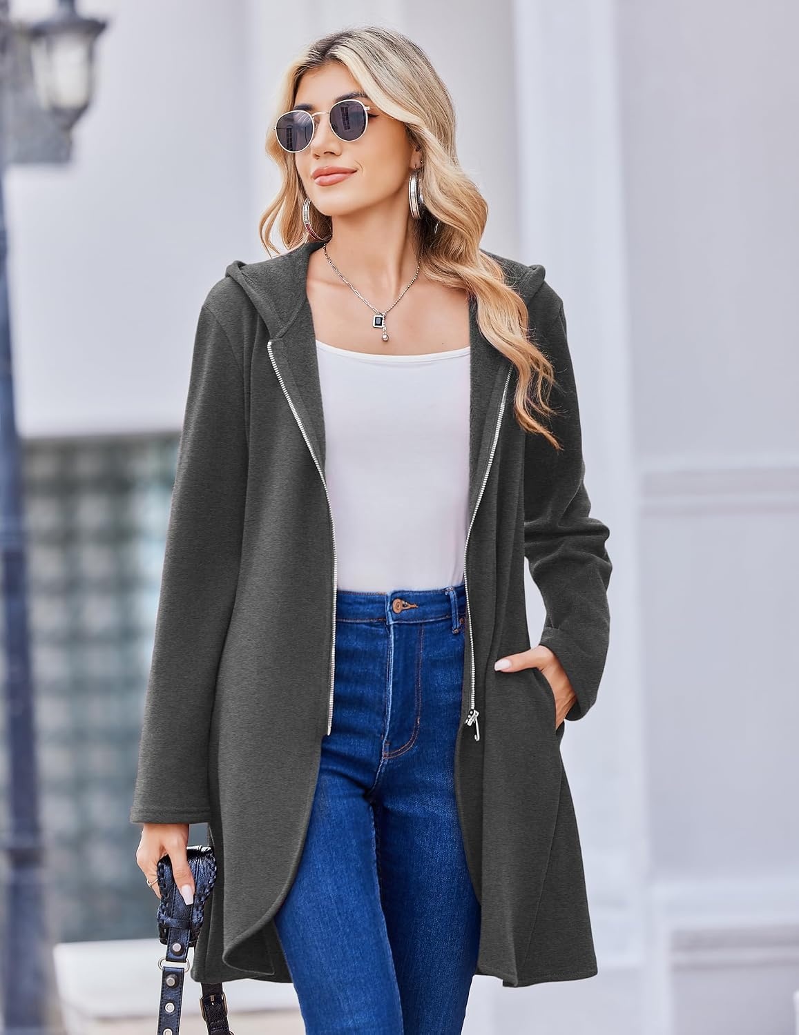 image:imageZeagoo Womens Zip Up Hoodies 2026 with PocketDark Gray
