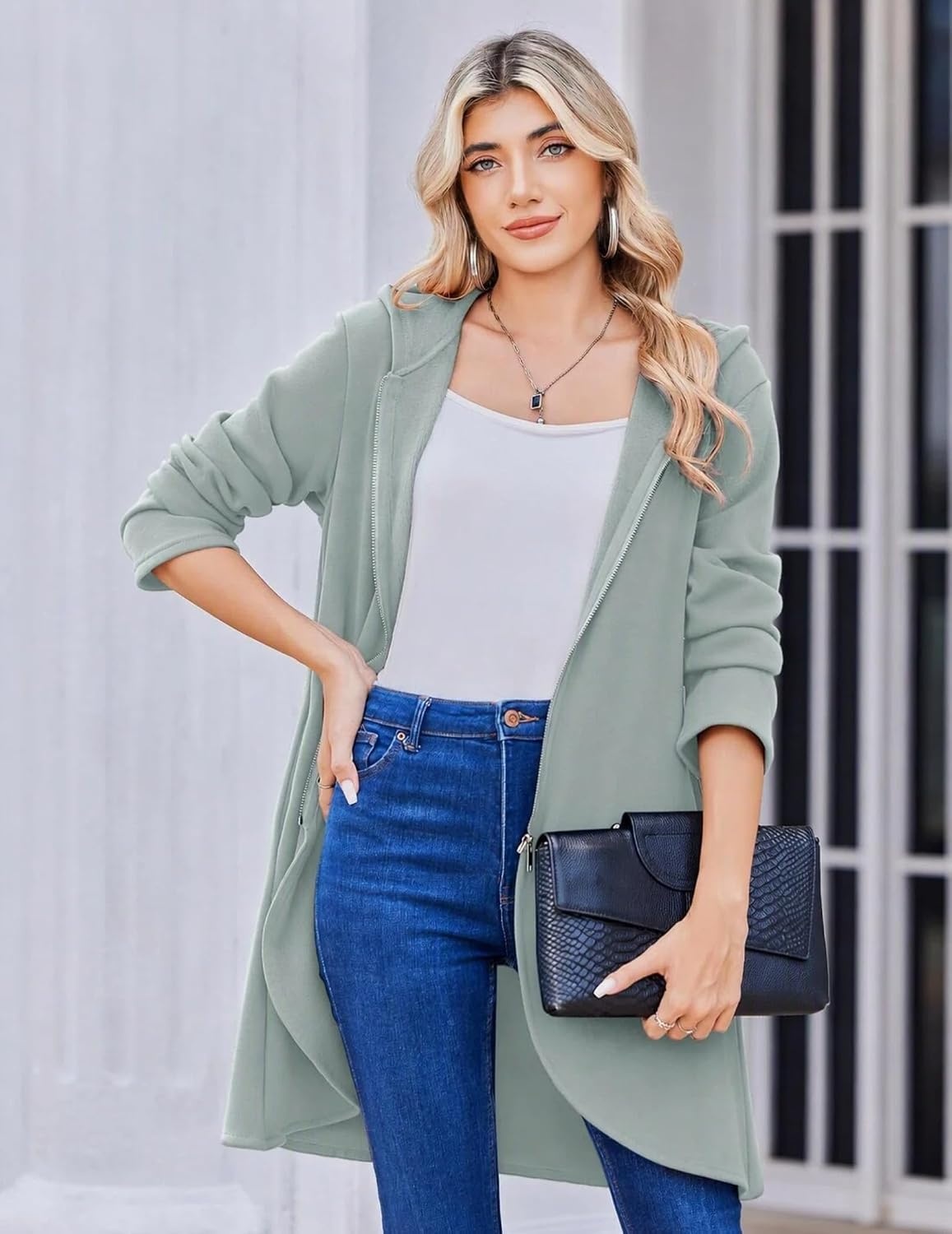 image:imageZeagoo Womens Zip Up Hoodies 2026 with PocketGray Green