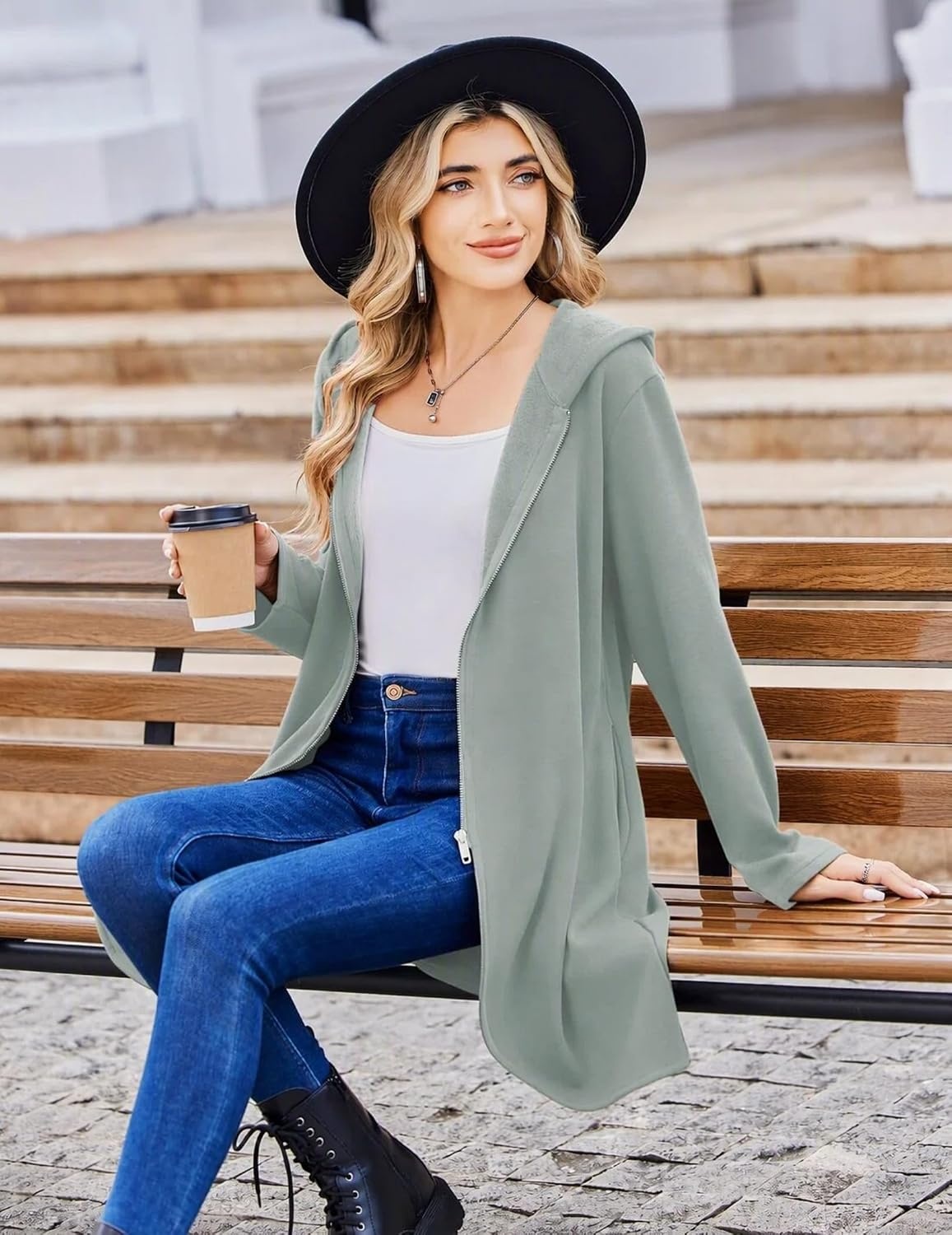 image:imageZeagoo Womens Zip Up Hoodies 2026 with PocketGray Green