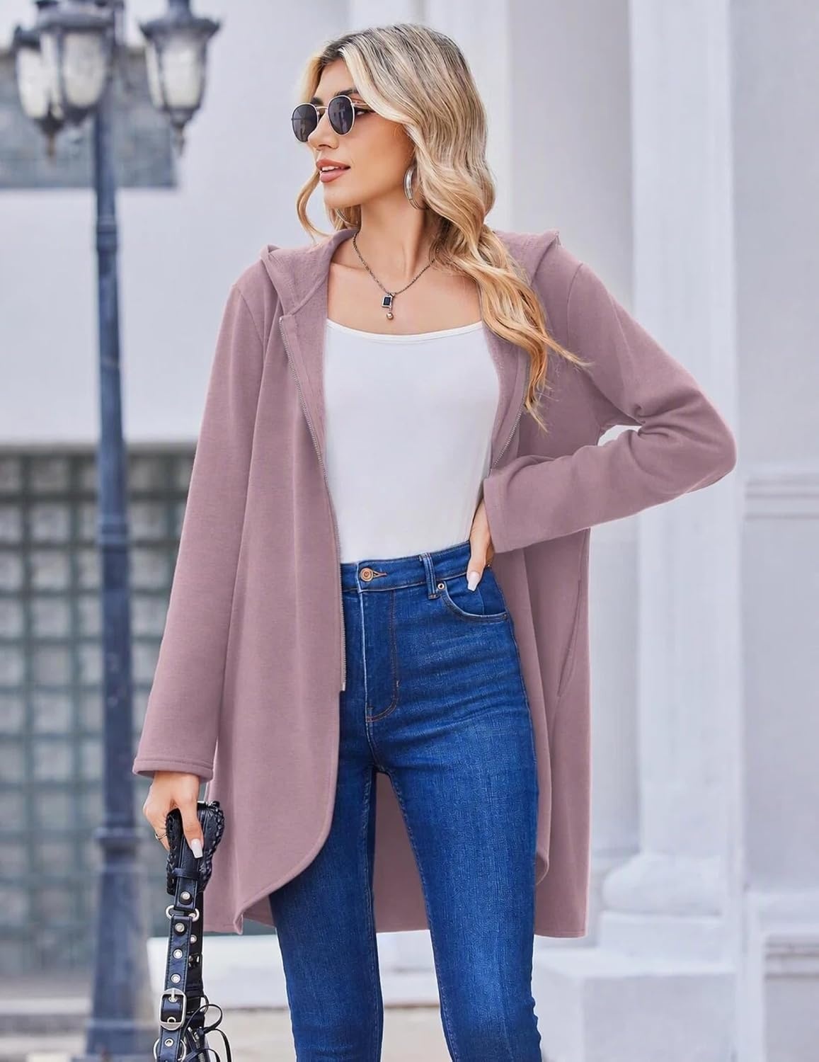 image:imageZeagoo Womens Zip Up Hoodies 2026 with PocketGray Pink