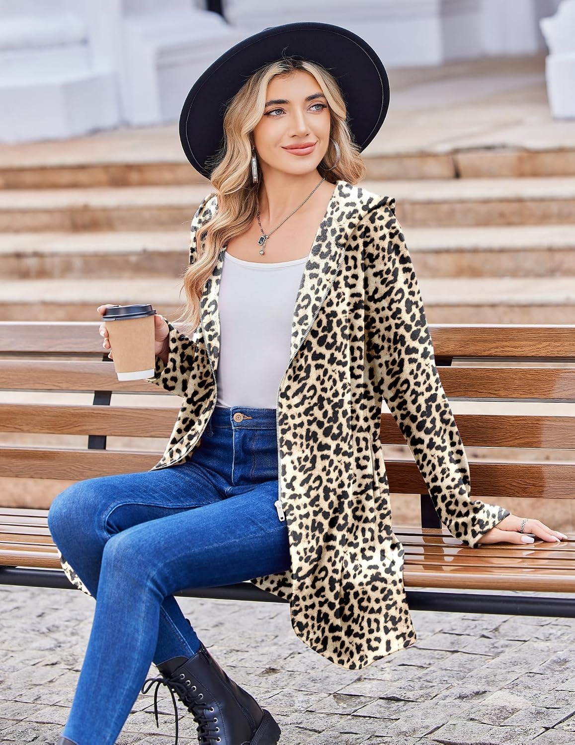 image:imageZeagoo Womens Zip Up Hoodies 2026 with PocketLeopard Print