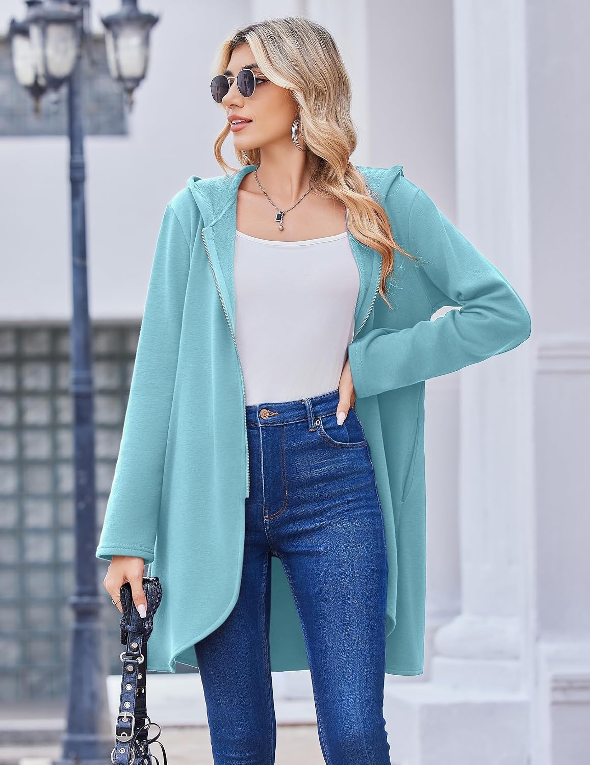 image:imageZeagoo Womens Zip Up Hoodies 2026 with PocketLight Blue