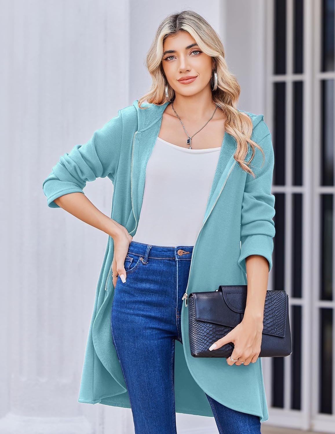 image:imageZeagoo Womens Zip Up Hoodies 2026 with PocketLight Blue