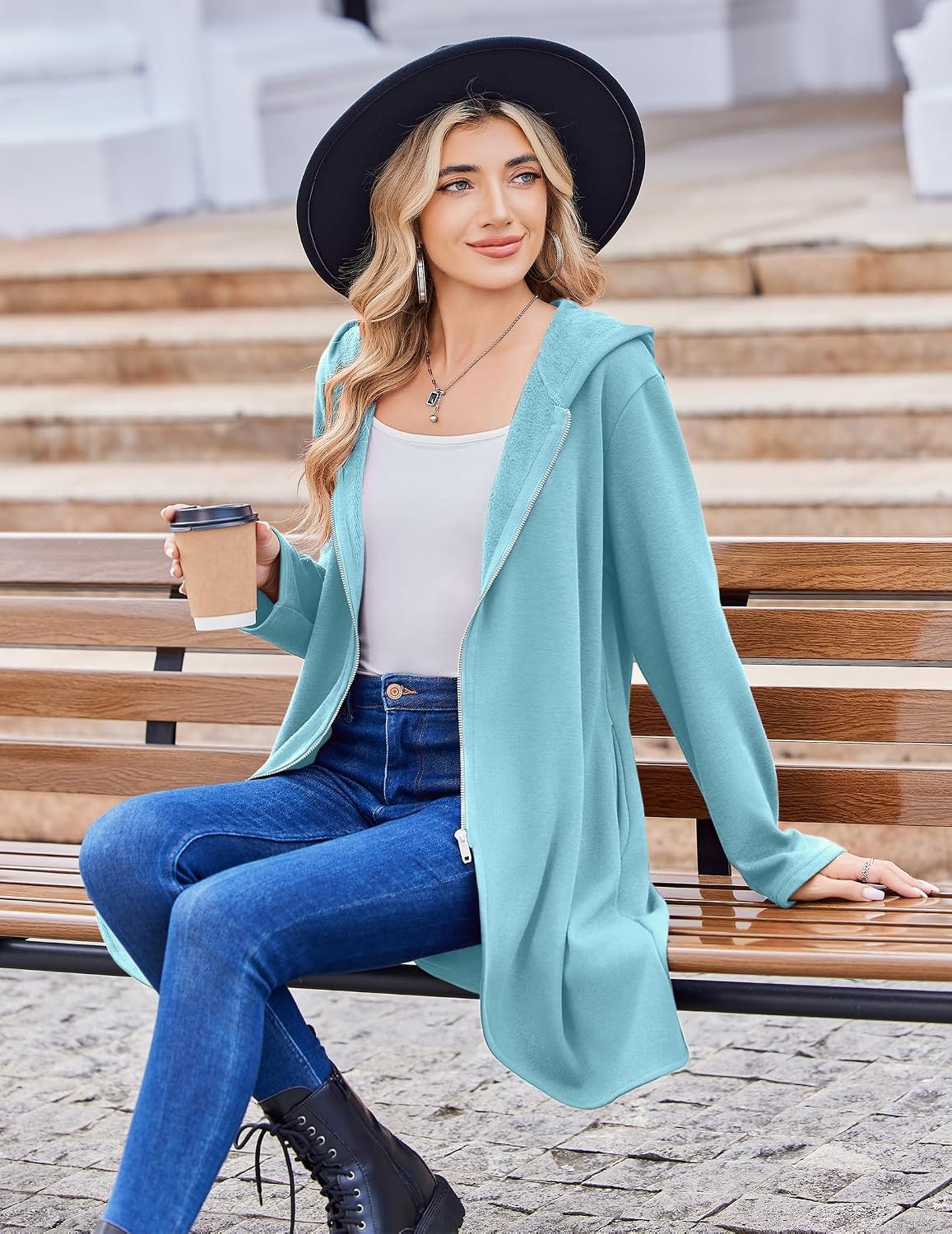 image:imageZeagoo Womens Zip Up Hoodies 2026 with PocketLight Blue