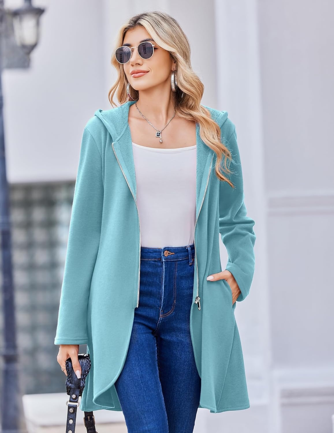 image:imageZeagoo Womens Zip Up Hoodies 2026 with PocketLight Blue