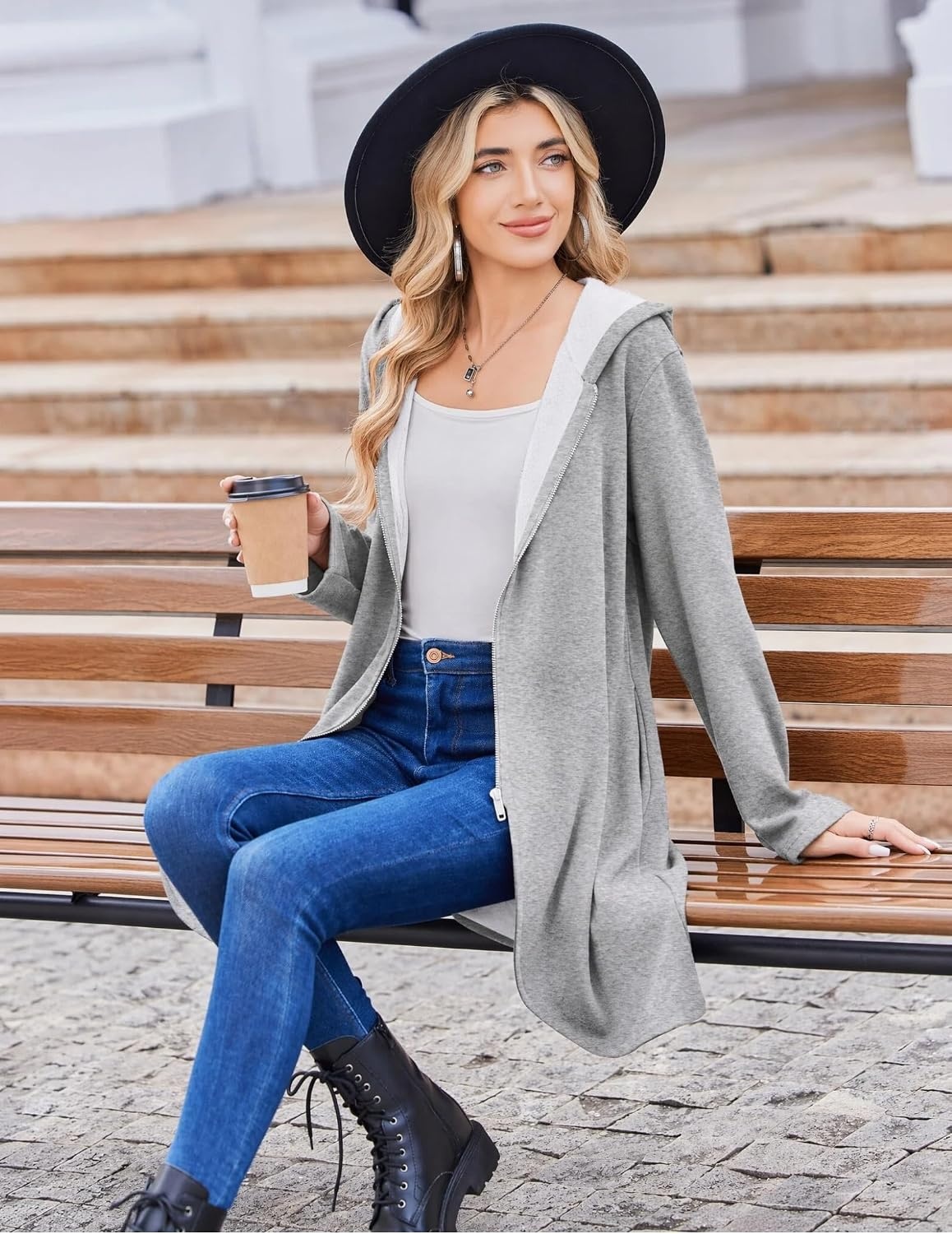 image:imageZeagoo Womens Zip Up Hoodies 2026 with PocketLight Gray