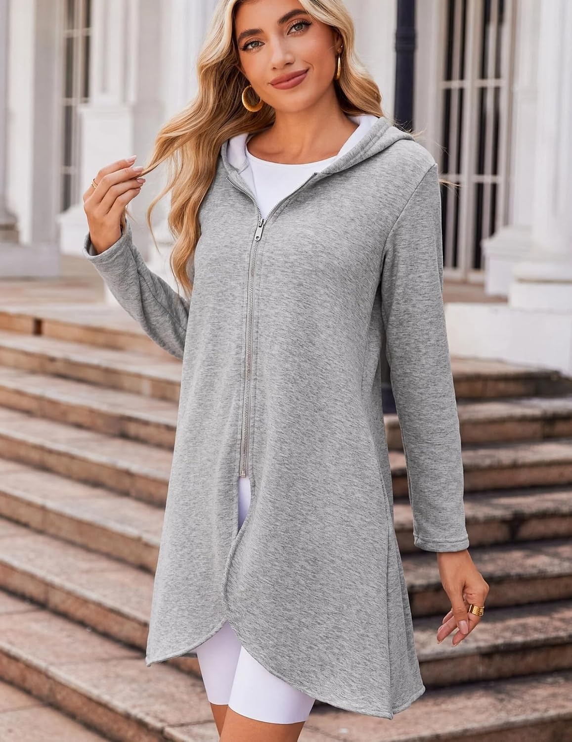 image:imageZeagoo Womens Zip Up Hoodies 2026 with PocketLight Gray