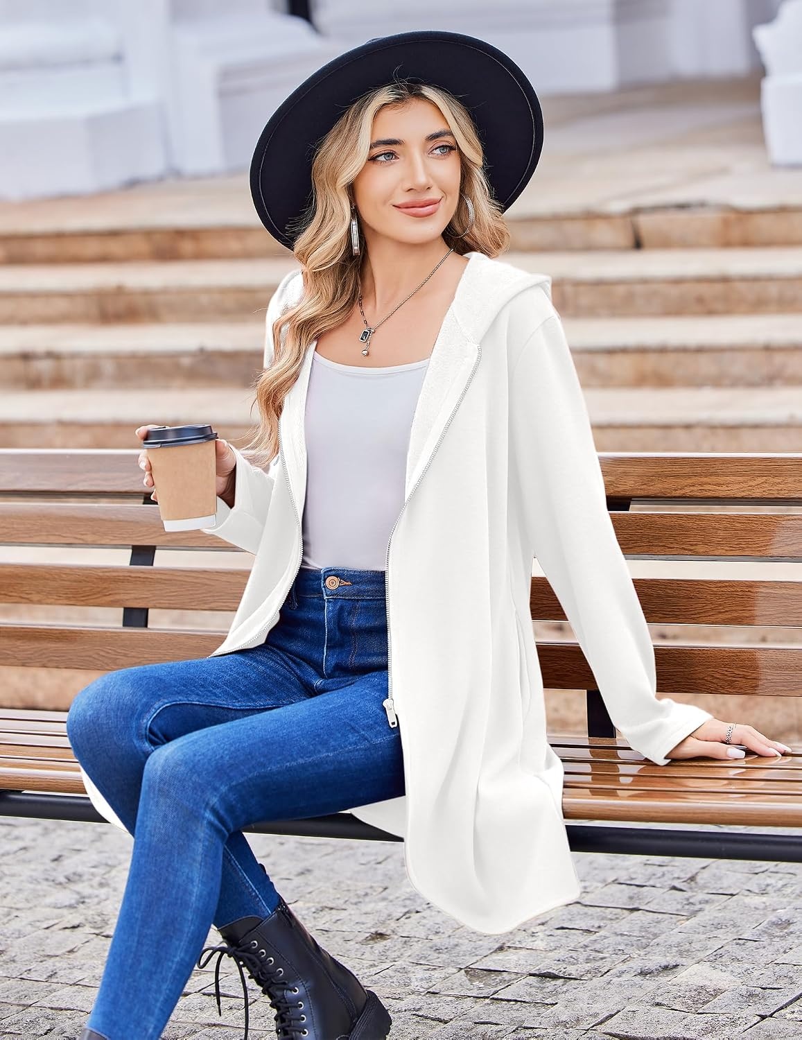 image:imageZeagoo Womens Zip Up Hoodies 2026 with PocketWhite