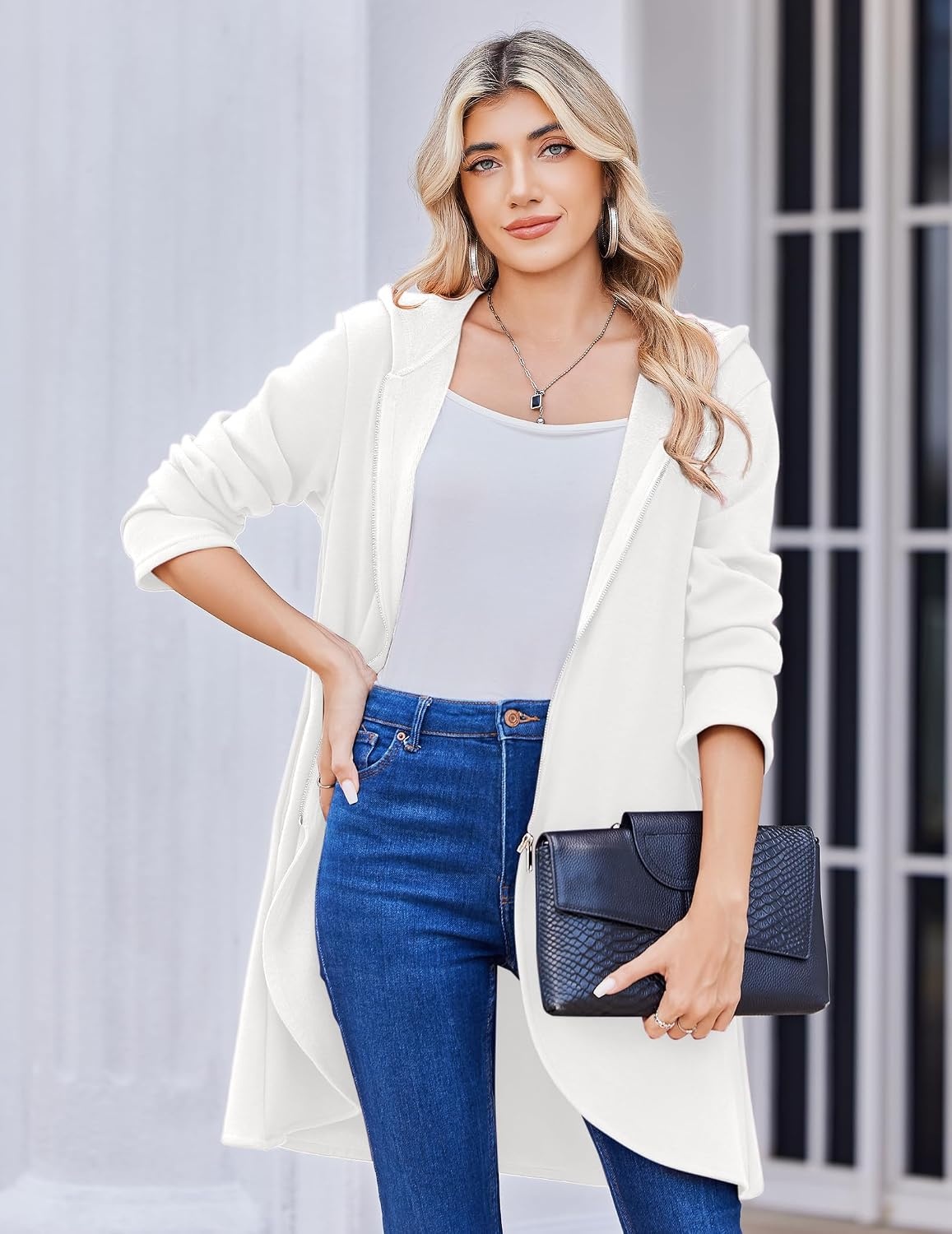 image:imageZeagoo Womens Zip Up Hoodies 2026 with PocketWhite