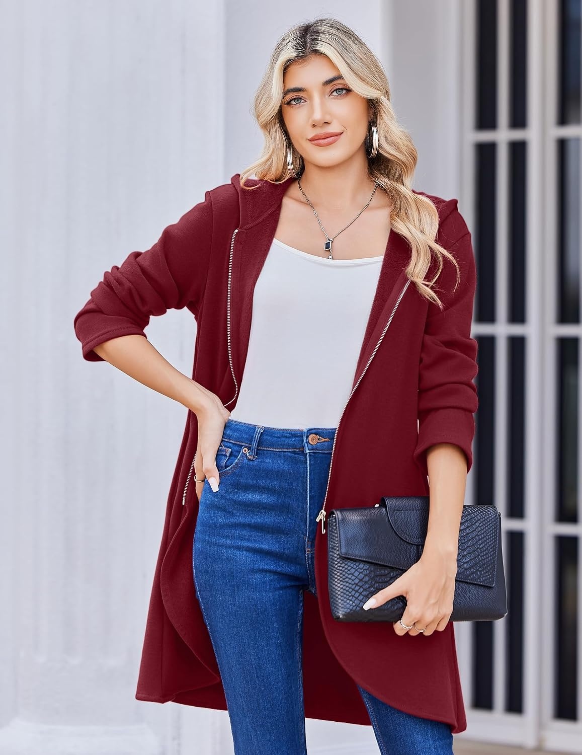 image:imageZeagoo Womens Zip Up Hoodies 2026 with PocketWine Red
