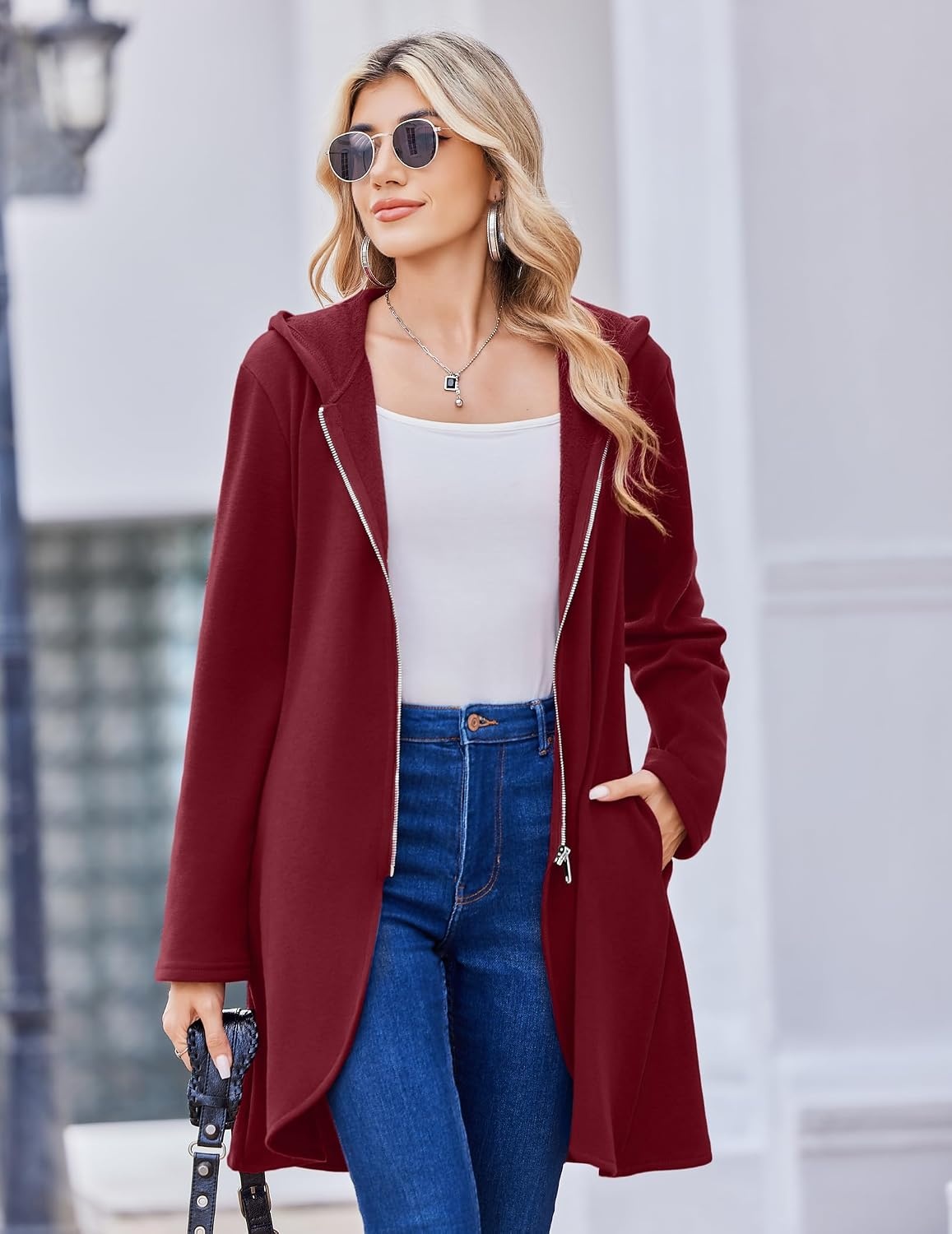 image:imageZeagoo Womens Zip Up Hoodies 2026 with PocketWine Red