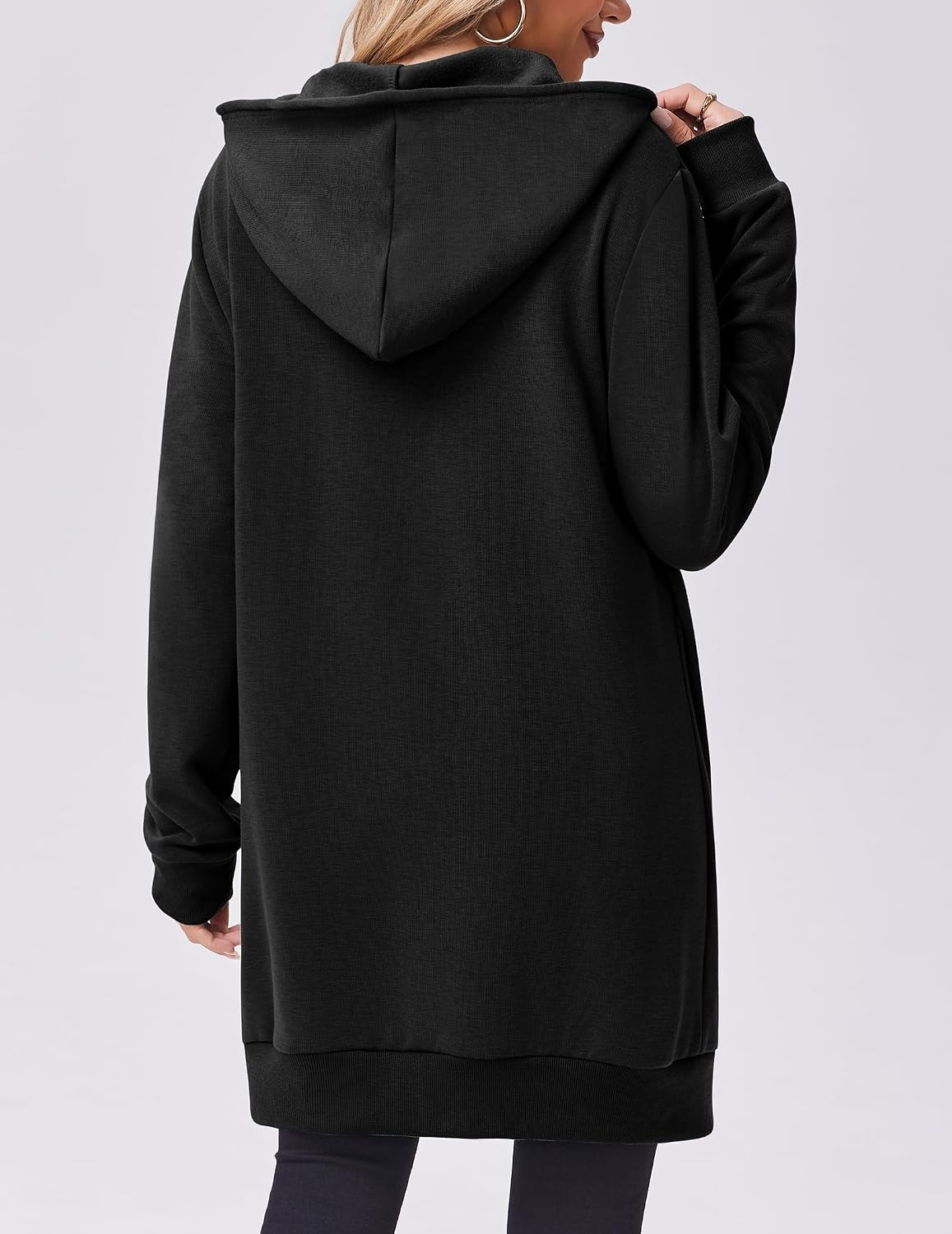 image:imageZeagoo Womens Zip Up Hoodies Long Tunic Sweatshirts Oversized Fleece Casual Long Sleeve 2026 Fall Hoodie Jacket Coat01black
