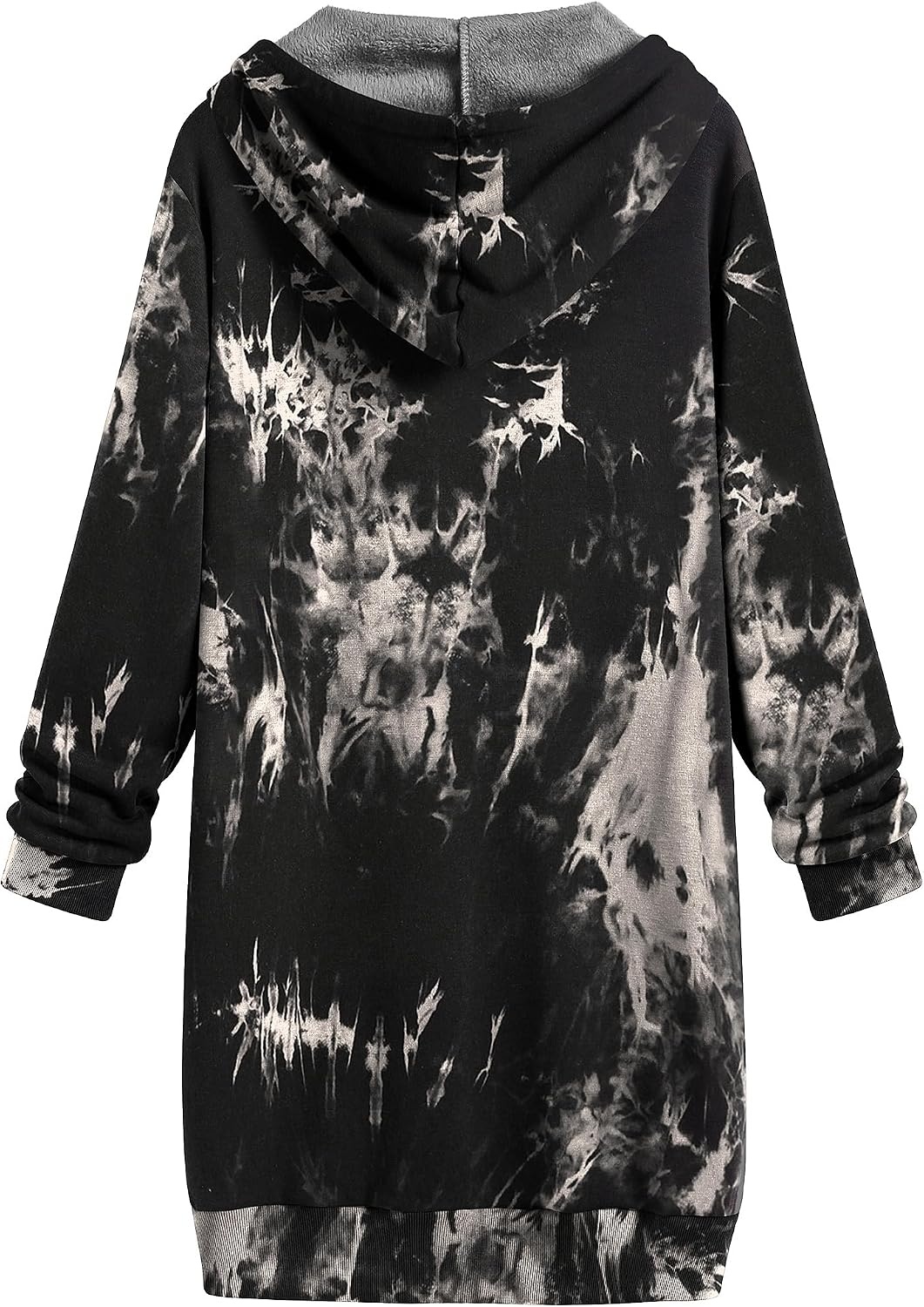 image:imageZeagoo Womens Zip Up Hoodies Long Tunic Sweatshirts Oversized Fleece Casual Long Sleeve 2026 Fall Hoodie Jacket CoatBlack Tie Dye Without Fleece