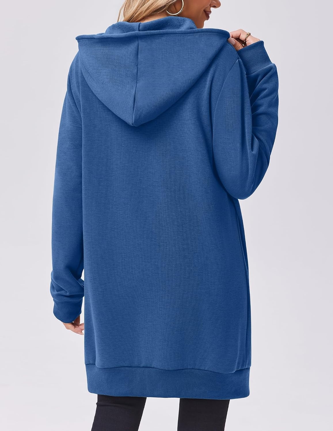 image:imageZeagoo Womens Zip Up Hoodies Long Tunic Sweatshirts Oversized Fleece Casual Long Sleeve 2026 Fall Hoodie Jacket CoatBlue
