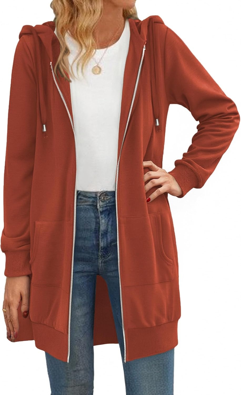 image:imageZeagoo Womens Zip Up Hoodies Long Tunic Sweatshirts Oversized Fleece Casual Long Sleeve 2026 Fall Hoodie Jacket CoatCaramel