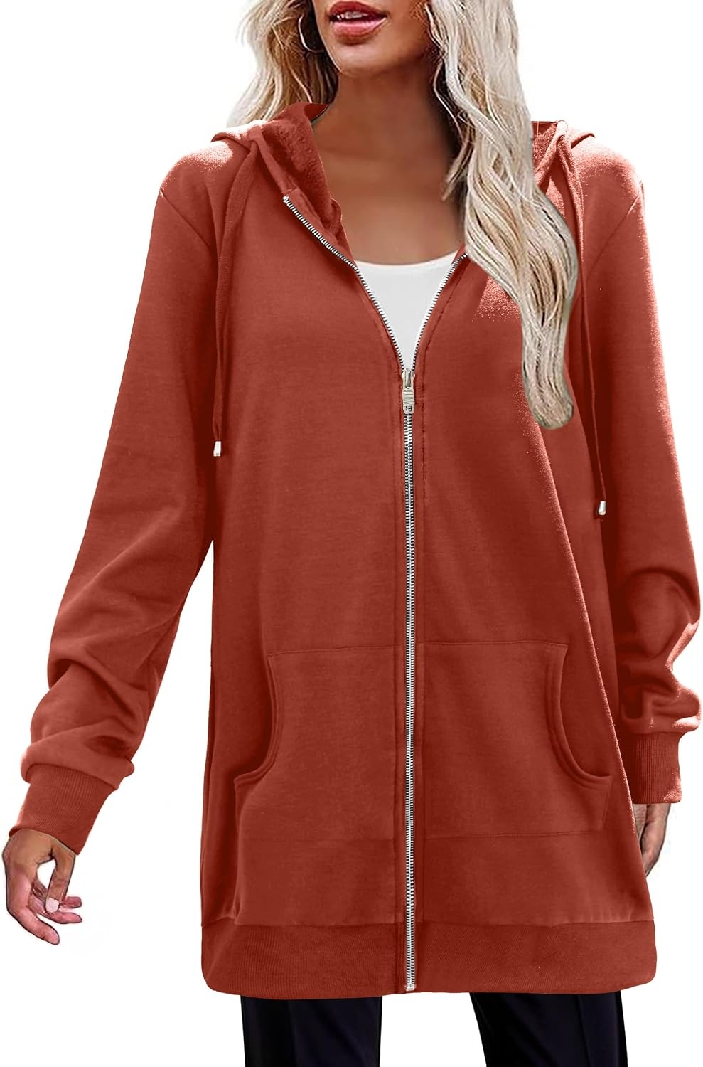 image:imageZeagoo Womens Zip Up Hoodies Long Tunic Sweatshirts Oversized Fleece Casual Long Sleeve 2026 Fall Hoodie Jacket CoatCaramel