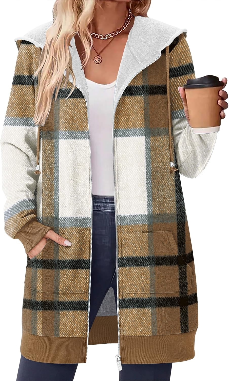 image:imageZeagoo Womens Zip Up Hoodies Long Tunic Sweatshirts Oversized Fleece Casual Long Sleeve 2026 Fall Hoodie Jacket CoatGz554