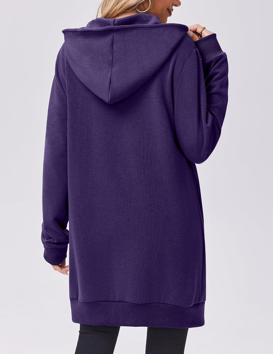 image:imageZeagoo Womens Zip Up Hoodies Long Tunic Sweatshirts Oversized Fleece Casual Long Sleeve 2026 Fall Hoodie Jacket CoatPurple