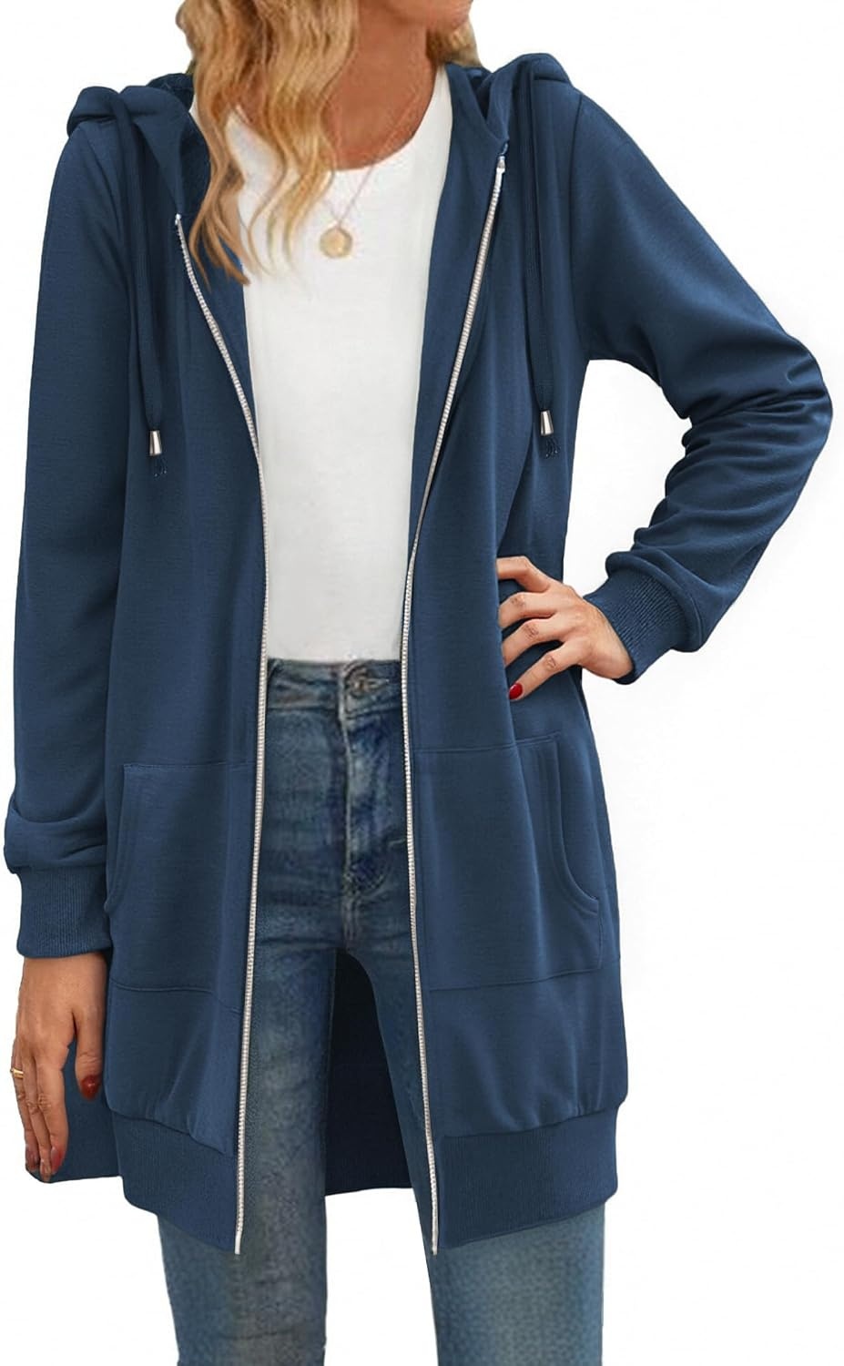 image:imageZeagoo Womens Zip Up Hoodies Long Tunic Sweatshirts Oversized Fleece Casual Long Sleeve 2026 Fall Hoodie Jacket CoatRoyal Blue