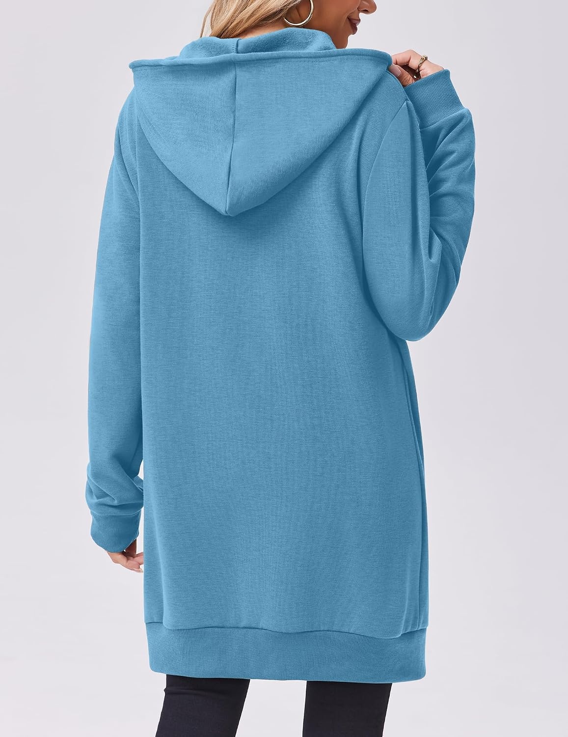 image:imageZeagoo Womens Zip Up Hoodies Long Tunic Sweatshirts Oversized Fleece Casual Long Sleeve 2026 Fall Hoodie Jacket CoatSky Blue