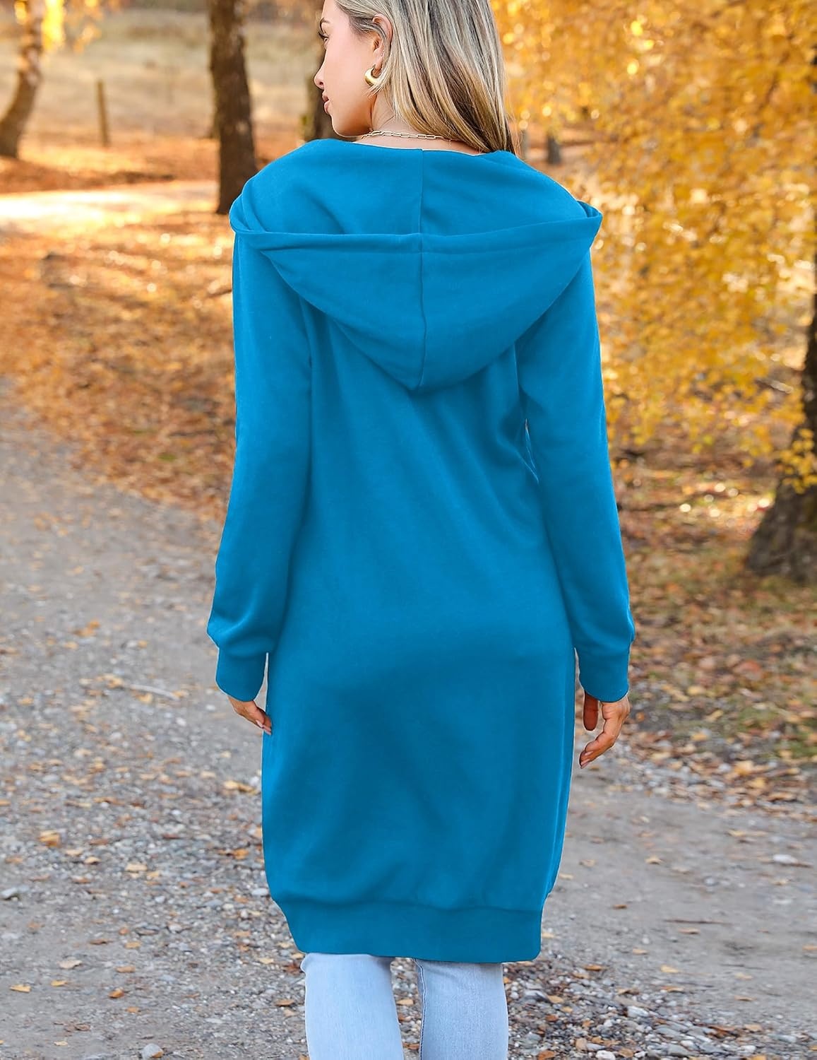 image:imageZeagoo Womens Zip Up Hoodies Oversized Fleece Long Tunic Sweatshirts Casual Long Sleeve 2026 Fall Hoodie Jacket CoatBlue