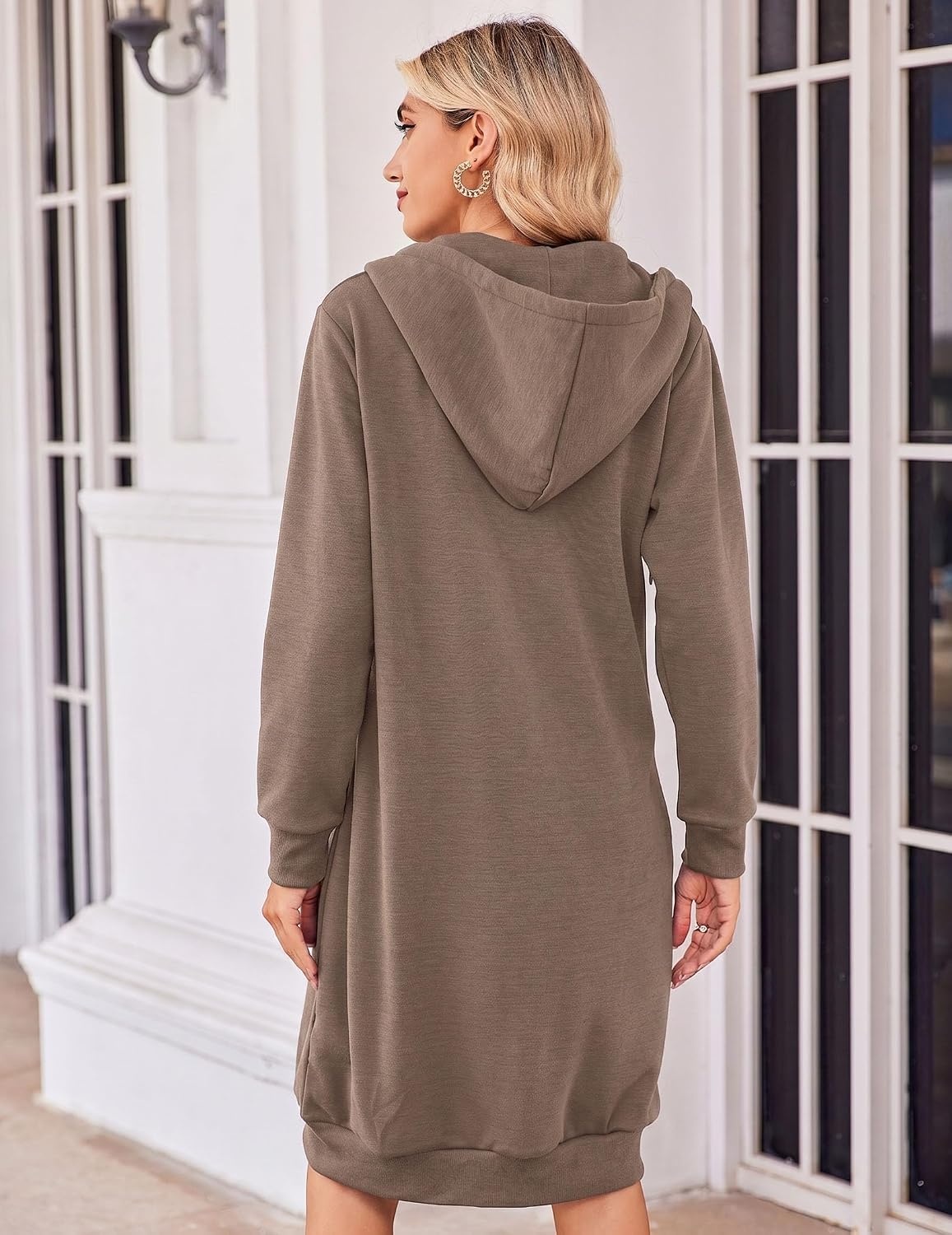 image:imageZeagoo Womens Zip Up Hoodies Oversized Fleece Long Tunic Sweatshirts Casual Long Sleeve 2026 Fall Hoodie Jacket CoatCoffeegrey