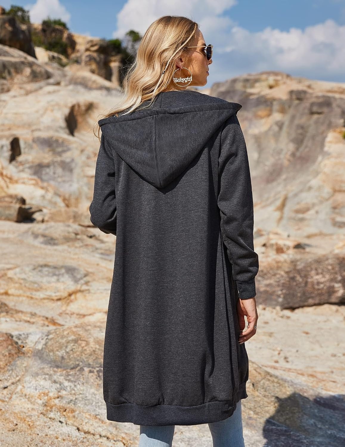 image:imageZeagoo Womens Zip Up Hoodies Oversized Fleece Long Tunic Sweatshirts Casual Long Sleeve 2026 Fall Hoodie Jacket CoatDark Grey