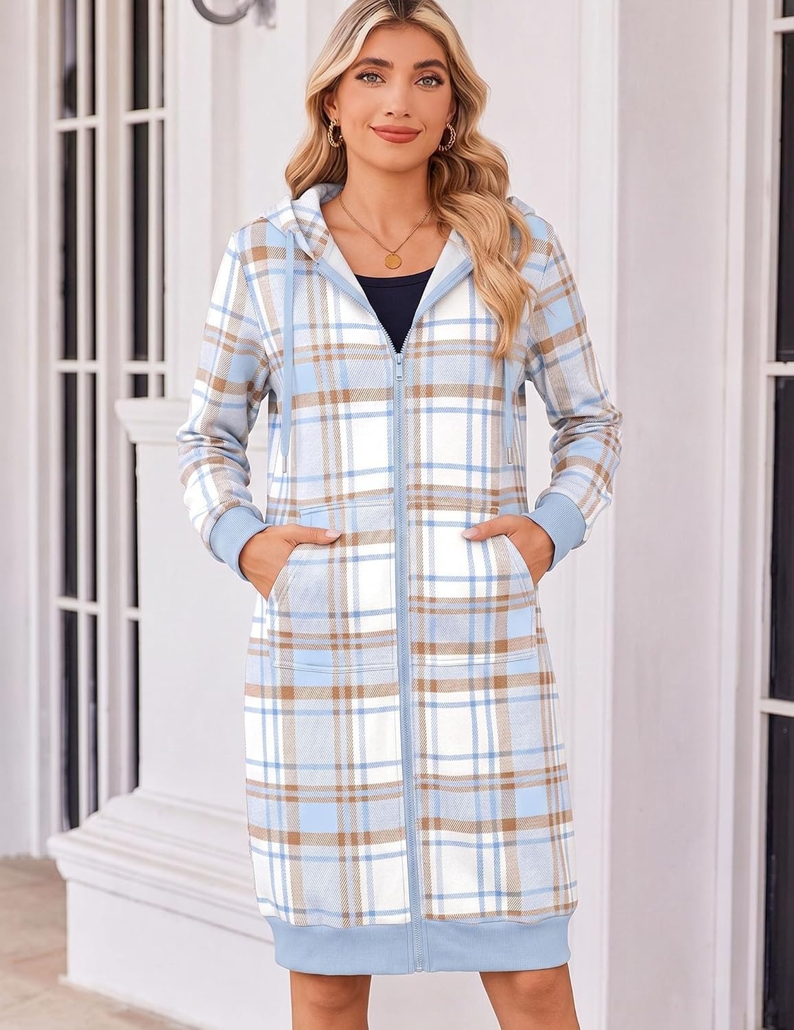 image:imageZeagoo Womens Zip Up Hoodies Oversized Fleece Long Tunic Sweatshirts Casual Long Sleeve 2026 Fall Hoodie Jacket CoatGw520