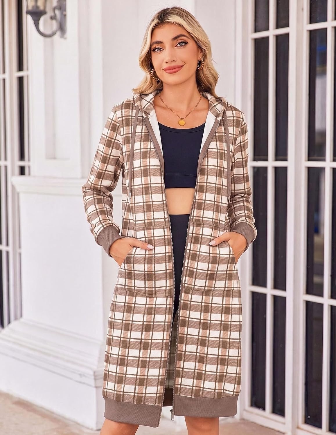 image:imageZeagoo Womens Zip Up Hoodies Oversized Fleece Long Tunic Sweatshirts Casual Long Sleeve 2026 Fall Hoodie Jacket CoatGw521