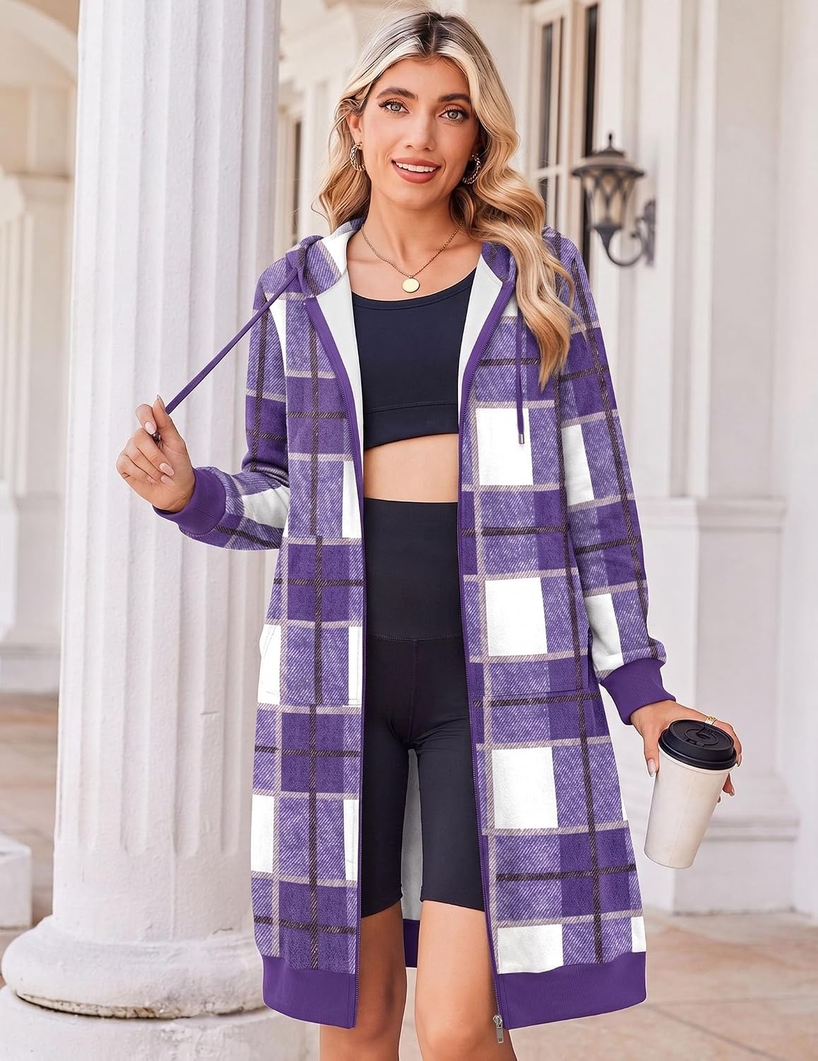 image:imageZeagoo Womens Zip Up Hoodies Oversized Fleece Long Tunic Sweatshirts Casual Long Sleeve 2026 Fall Hoodie Jacket CoatGw522