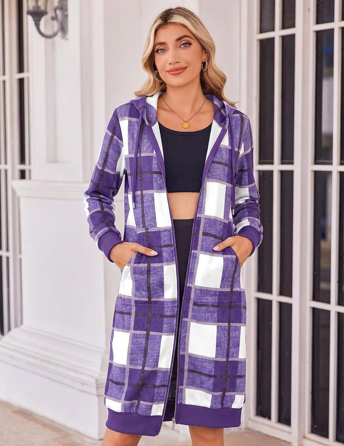 image:imageZeagoo Womens Zip Up Hoodies Oversized Fleece Long Tunic Sweatshirts Casual Long Sleeve 2026 Fall Hoodie Jacket CoatGw522