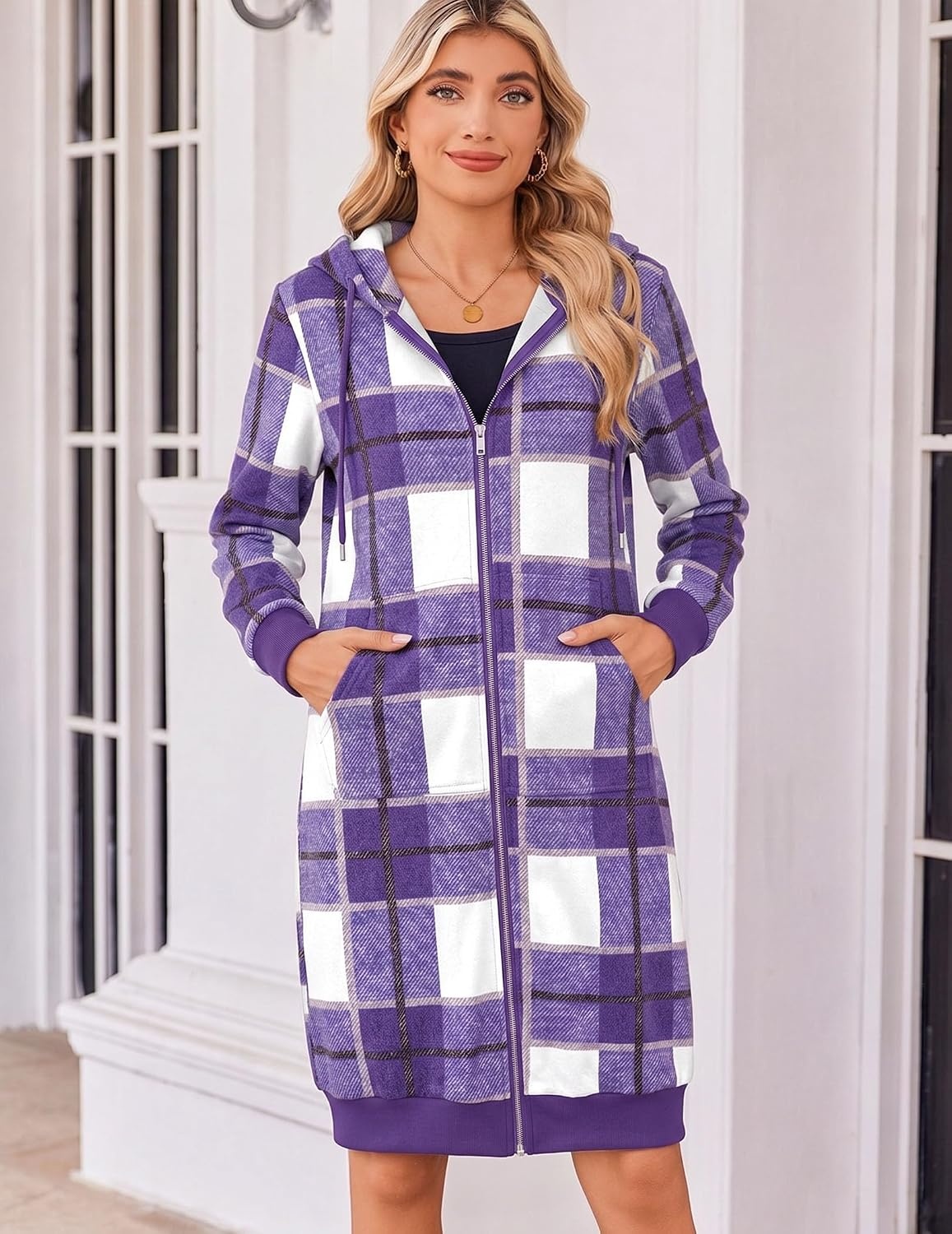 image:imageZeagoo Womens Zip Up Hoodies Oversized Fleece Long Tunic Sweatshirts Casual Long Sleeve 2026 Fall Hoodie Jacket CoatGw522