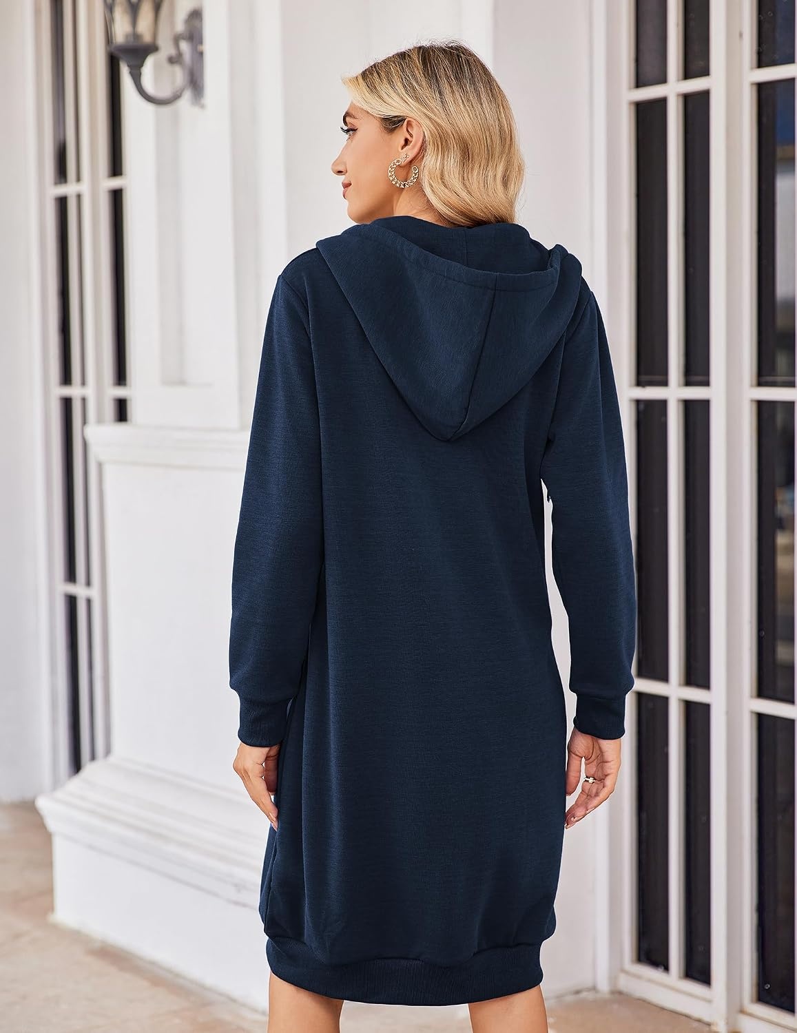 image:imageZeagoo Womens Zip Up Hoodies Oversized Fleece Long Tunic Sweatshirts Casual Long Sleeve 2026 Fall Hoodie Jacket CoatNavy