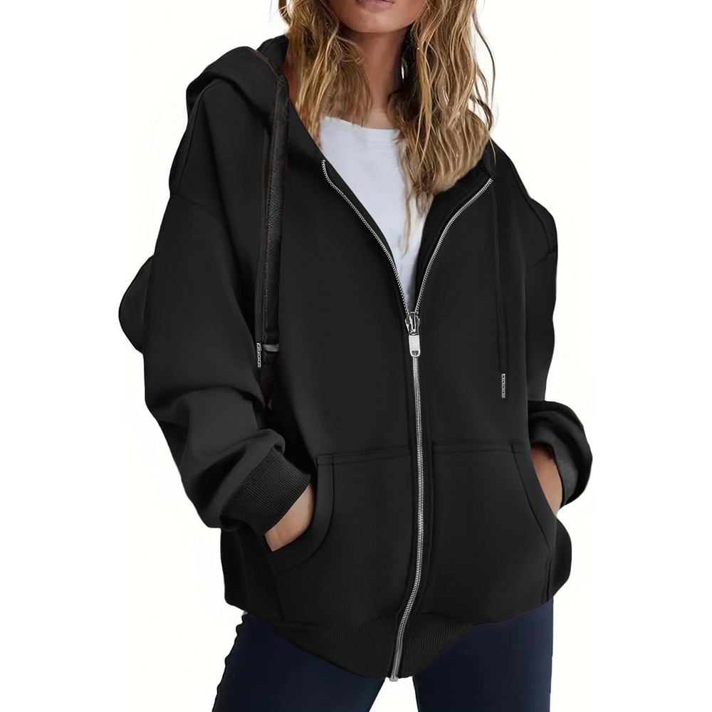 image:imageZEAGOO Hoodies Women Zip Up Hoodie Oversized Sweatshirt Fleece Jackets Spring Fall Winter Coats 2026 FashionAblack