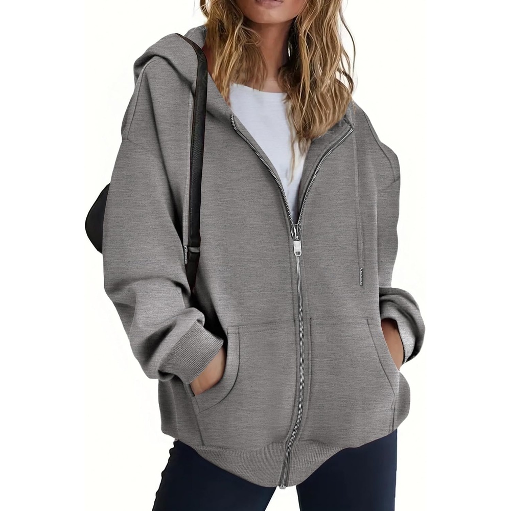 image:imageZEAGOO Hoodies Women Zip Up Hoodie Oversized Sweatshirt Fleece Jackets Spring Fall Winter Coats 2026 FashionDark Grey