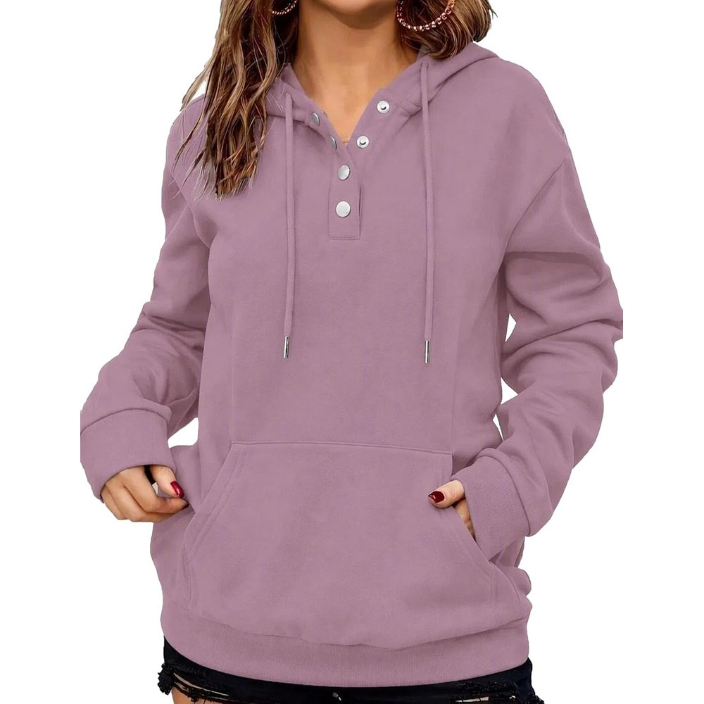 image:imageZeagoo Hoodies for Women Casual Button Sweatshirt Oversized Fall ClothesLight Purple