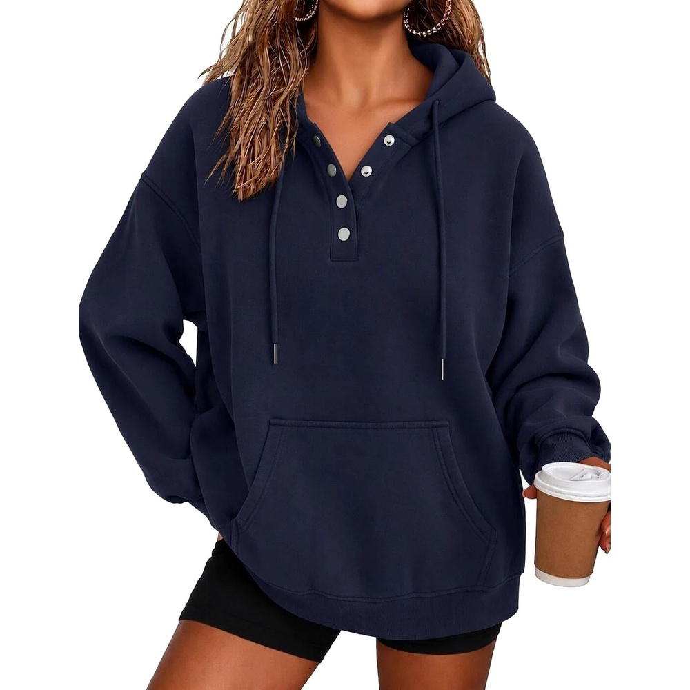 image:imageZeagoo Hoodies for Women Casual Button Sweatshirt Oversized Fall ClothesNavy