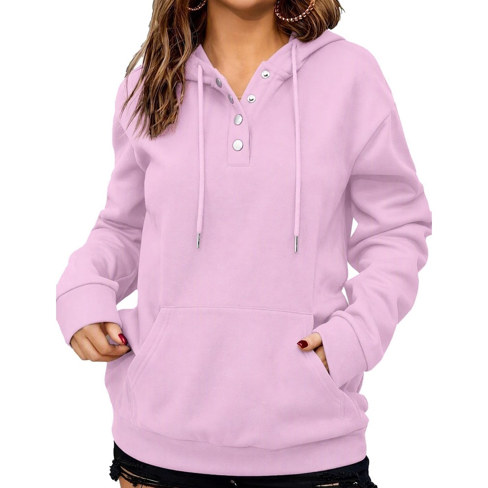image:imageZeagoo Hoodies for Women Casual Button Sweatshirt Oversized Fall ClothesPink Tulle